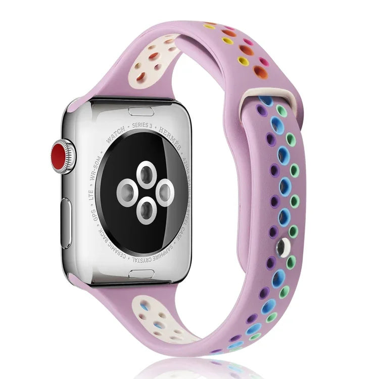 Correia de Relógio em Silicone Arco-íris para Apple Watch Series 6 & SE & 5 & 4 40mm / 3 & 2 & 1 38mm, Para Apple Watch Series 7 41mm / 6 & SE & 5 & 4 40mm / 3 & 2 & 1 38mm, Para Apple Watch Series 8&7 41mm / SE 2&6&SE&5&4 40mm / 3&2&1 38mm
