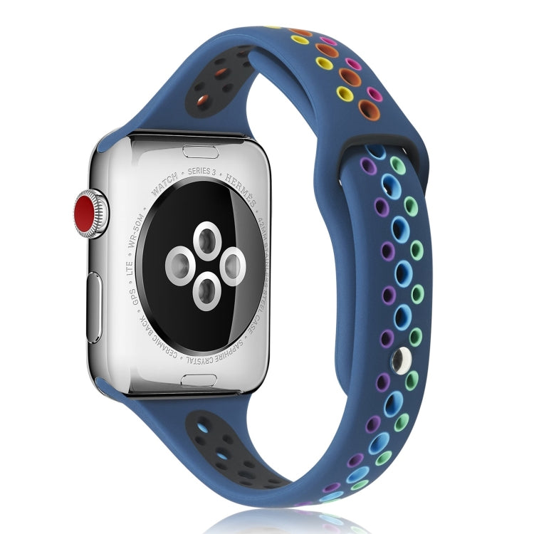 Correia de Relógio em Silicone Arco-íris para Apple Watch Series 6 & SE & 5 & 4 40mm / 3 & 2 & 1 38mm, Para Apple Watch Series 7 41mm / 6 & SE & 5 & 4 40mm / 3 & 2 & 1 38mm, Para Apple Watch Series 8&7 41mm / SE 2&6&SE&5&4 40mm / 3&2&1 38mm