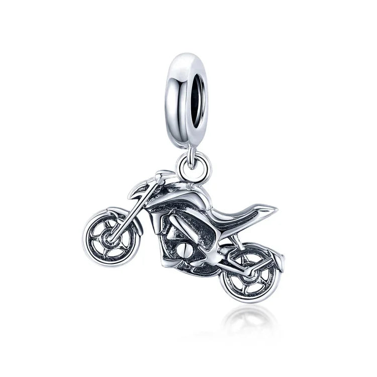 Pendente de Motocicleta em Prata Esterlina S925 para DIY Pulseira Colar Acessórios, Motocicleta