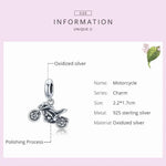 Pendente de Motocicleta em Prata Esterlina S925 para DIY Pulseira Colar Acessórios, Motocicleta