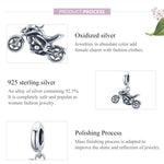 Pendente de Motocicleta em Prata Esterlina S925 para DIY Pulseira Colar Acessórios, Motocicleta