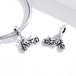 Pendente de Motocicleta em Prata Esterlina S925 para DIY Pulseira Colar Acessórios, Motocicleta