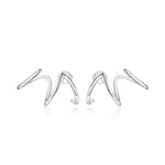 Brincos Femininos em Prata Esterlina S925 Estilo Simples com Linhas, Linhas
