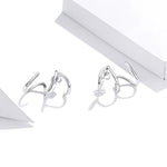 Brincos Femininos em Prata Esterlina S925 Estilo Simples com Linhas, Linhas