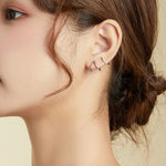 Brincos Femininos em Prata Esterlina S925 Estilo Simples com Linhas, Linhas