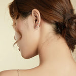 Brincos Femininos em Prata Esterlina S925 Estilo Simples com Linhas, Linhas