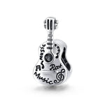 Contas de Guitarra em Prata Esterlina S925 para DIY Pulseira Colar Acessórios, Guitarra