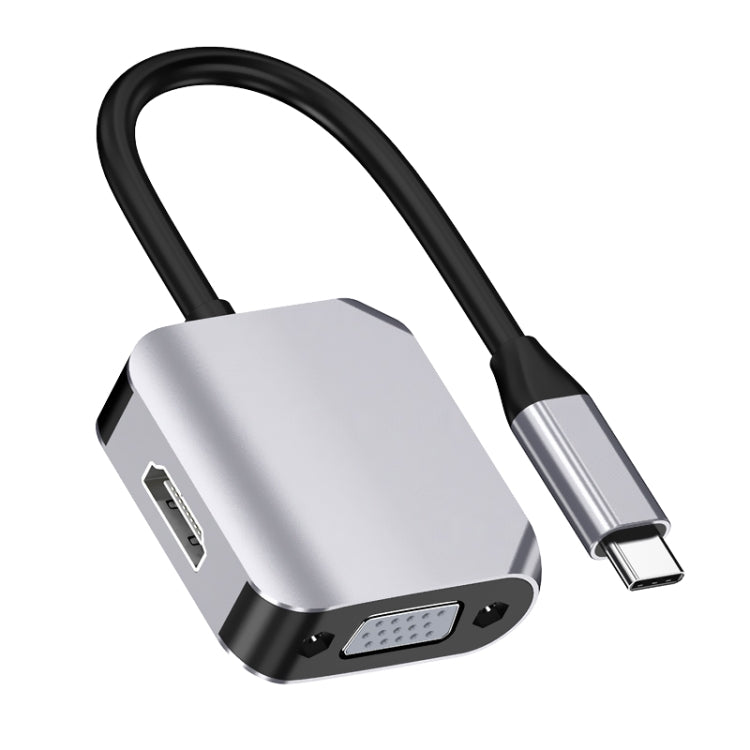 Conversor Adaptador HW-6002 2 em 1 Tipo-C / USB-C para HDMI + VGA, HW-6002