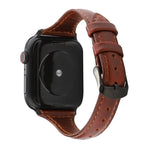 Correia de Pele Genuína com Textura Crazy Horse, Para Apple Watch Series 7 41mm / 6 & SE & 5 & 4 40mm / 3 & 2 & 1 38mm, Para Apple Watch Series 8&7 41mm / SE 2&6&SE&5&4 40mm / 3&2&1 38mm