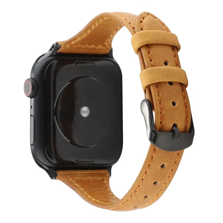 Correia de Pele Genuína com Textura Crazy Horse, Para Apple Watch Series 7 41mm / 6 & SE & 5 & 4 40mm / 3 & 2 & 1 38mm, Para Apple Watch Series 8&7 41mm / SE 2&6&SE&5&4 40mm / 3&2&1 38mm