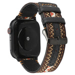 Correia de Pele Genuína Estilo Étnico, Para Apple Watch Series 7 41mm / 6 & SE & 5 & 4 40mm / 3 & 2 & 1 38mm, Para Apple Watch Series 7 45mm / 6 & SE & 5 & 4 44mm / 3 & 2 & 1 42mm