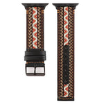 Correia de Pele Genuína Estilo Étnico, Para Apple Watch Series 7 41mm / 6 & SE & 5 & 4 40mm / 3 & 2 & 1 38mm, Para Apple Watch Series 7 45mm / 6 & SE & 5 & 4 44mm / 3 & 2 & 1 42mm