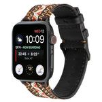 Correia de Pele Genuína Estilo Étnico, Para Apple Watch Series 7 41mm / 6 & SE & 5 & 4 40mm / 3 & 2 & 1 38mm, Para Apple Watch Series 7 45mm / 6 & SE & 5 & 4 44mm / 3 & 2 & 1 42mm