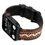 Correia de Pele Genuína Estilo Étnico, Para Apple Watch Series 7 41mm / 6 & SE & 5 & 4 40mm / 3 & 2 & 1 38mm, Para Apple Watch Series 7 45mm / 6 & SE & 5 & 4 44mm / 3 & 2 & 1 42mm
