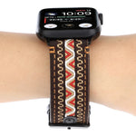 Correia de Pele Genuína Estilo Étnico, Para Apple Watch Series 7 41mm / 6 & SE & 5 & 4 40mm / 3 & 2 & 1 38mm, Para Apple Watch Series 7 45mm / 6 & SE & 5 & 4 44mm / 3 & 2 & 1 42mm