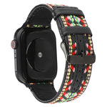 Correia de Pele Genuína Estilo Étnico, Para Apple Watch Series 7 41mm / 6 & SE & 5 & 4 40mm / 3 & 2 & 1 38mm, Para Apple Watch Series 7 45mm / 6 & SE & 5 & 4 44mm / 3 & 2 & 1 42mm