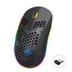 Rato Gaming Sem Fios HXSJ T90 RGB com Três Modos de Iluminação