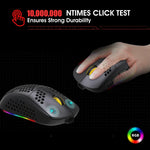 Rato Gaming Sem Fios HXSJ T90 RGB com Três Modos de Iluminação