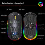 Rato Gaming Sem Fios HXSJ T90 RGB com Três Modos de Iluminação