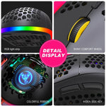 Rato Gaming Sem Fios HXSJ T90 RGB com Três Modos de Iluminação