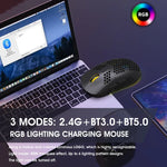 Rato Gaming Sem Fios HXSJ T90 RGB com Três Modos de Iluminação