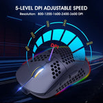 Rato Gaming Sem Fios HXSJ T90 RGB com Três Modos de Iluminação