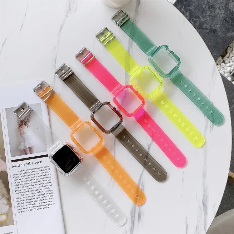 Pulseira Transparente de TPU Cor Doce para Apple Watch Series 6 & SE & 5 & 4 44mm, Para Apple Watch Series 7 45mm / & 6 & SE & 5 & 4 44mm