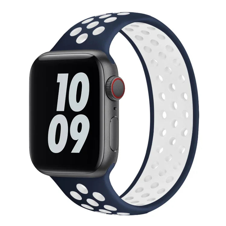Elastic Silicone Watchband For Apple Watch Series 6 & SE & 5 & 4 44mm / 3 & 2 & 1 42mm, 150mm (Black White), 150mm (Light Pink White), 150mm (Blue White), 160mm (Light Pink White)