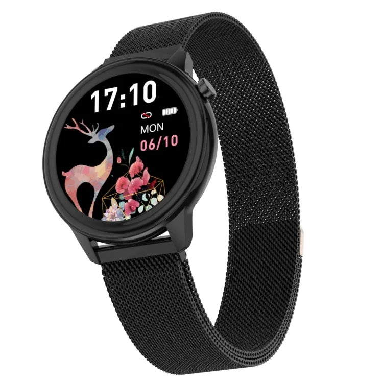 Relógio inteligente feminino F80 com ecrã TFT a cores de 1,3 polegadas, impermeável IP68, Suporta monitorização da temperatura corporal / monitorização da pressão arterial / lembrete do ciclo menstrual