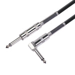 Cabo de Áudio para Guitarra Elétrica TC048SL Plugue 6,35mm Reto para Cotovelo, 1,8m, 3m, 6m, 10m