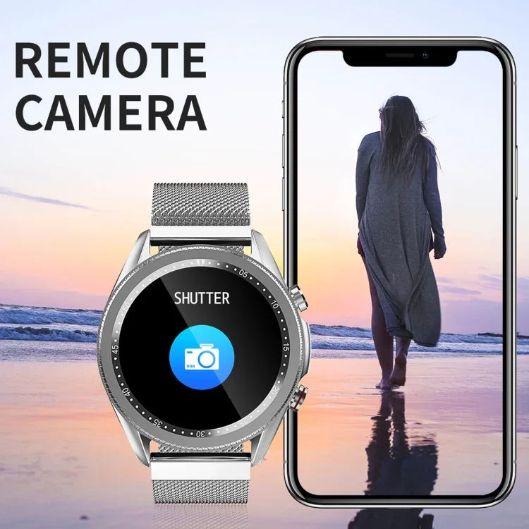 Relógio inteligente M98 com ecrã IPS a cores de 1,28 polegadas, impermeável IP67, Suporta monitorização do sono / monitorização da frequência cardíaca / chamadas Bluetooth, Estilo: pulseira de couro, pulseira de couro (Prateado), pulseira de couro (Preto)
