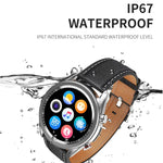 Relógio inteligente M98 com ecrã IPS a cores de 1,28 polegadas, impermeável IP67, Suporta monitorização do sono / monitorização da frequência cardíaca / chamadas Bluetooth, Estilo: pulseira de couro, pulseira de couro (Prateado), pulseira de couro (Preto)