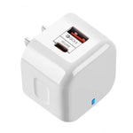 Adaptador de Energia de Viagem com Duas Portas 20W PD + QC 3.0, Ficha EUA, Ficha UE, Ficha UK