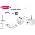 Adaptador de Energia de Viagem com Duas Portas 20W PD + QC 3.0, Ficha EUA, Ficha UE, Ficha UK