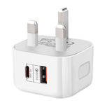 Adaptador de Energia de Viagem com Duas Portas 20W PD + QC 3.0, Ficha EUA, Ficha UE, Ficha UK