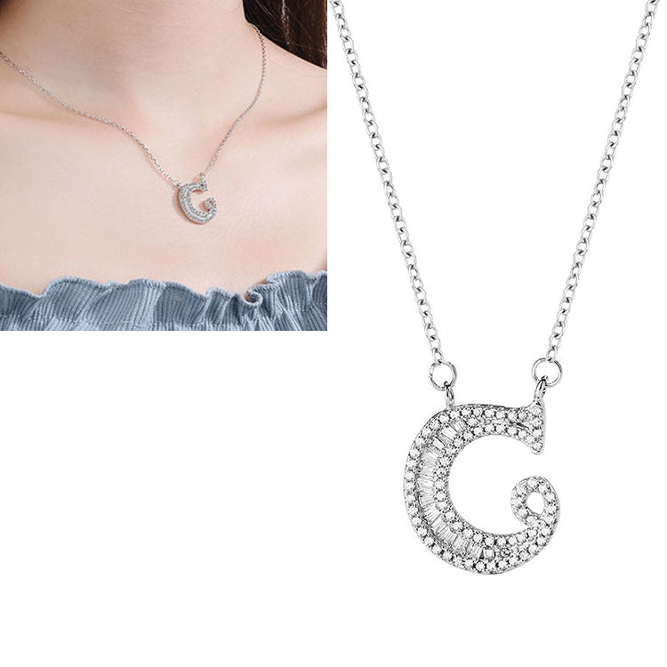 Colar com Pendente do Alfabeto Inglês em Prata Esterlina S925 para Mulher, C, H, K, M