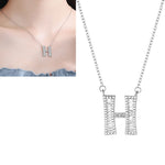 Colar com Pendente do Alfabeto Inglês em Prata Esterlina S925 para Mulher, C, H, K, M