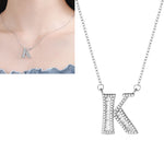Colar com Pendente do Alfabeto Inglês em Prata Esterlina S925 para Mulher, C, H, K, M