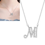 Colar com Pendente do Alfabeto Inglês em Prata Esterlina S925 para Mulher, C, H, K, M