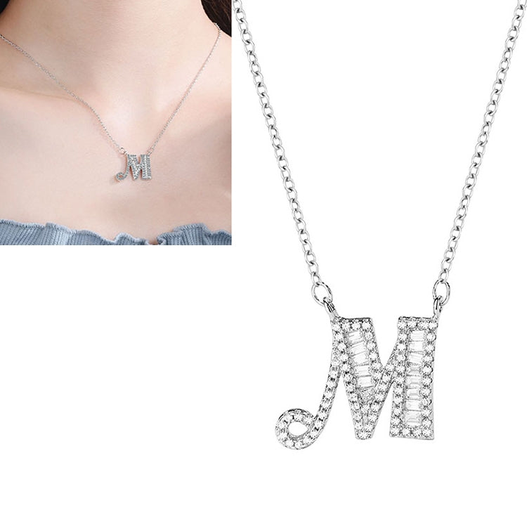 Colar com Pendente do Alfabeto Inglês em Prata Esterlina S925 para Mulher, C, H, K, M