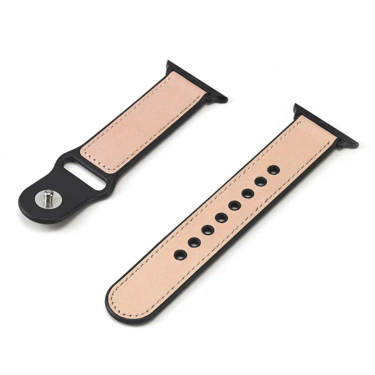 Pulseira de TPU com Couro Colado para Apple Watch Series 6 & SE & 5 & 4 40mm / 3 & 2 & 1 38mm
