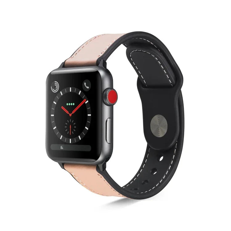 Pulseira de TPU com Couro Colado para Apple Watch Series 6 & SE & 5 & 4 40mm / 3 & 2 & 1 38mm