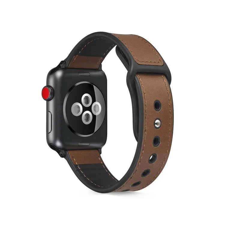 Pulseira de TPU com Couro Colado para Apple Watch Series 6 & SE & 5 & 4 40mm / 3 & 2 & 1 38mm