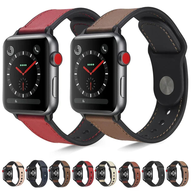 Pulseira de TPU com Couro Colado para Apple Watch Series 6 & SE & 5 & 4 40mm / 3 & 2 & 1 38mm