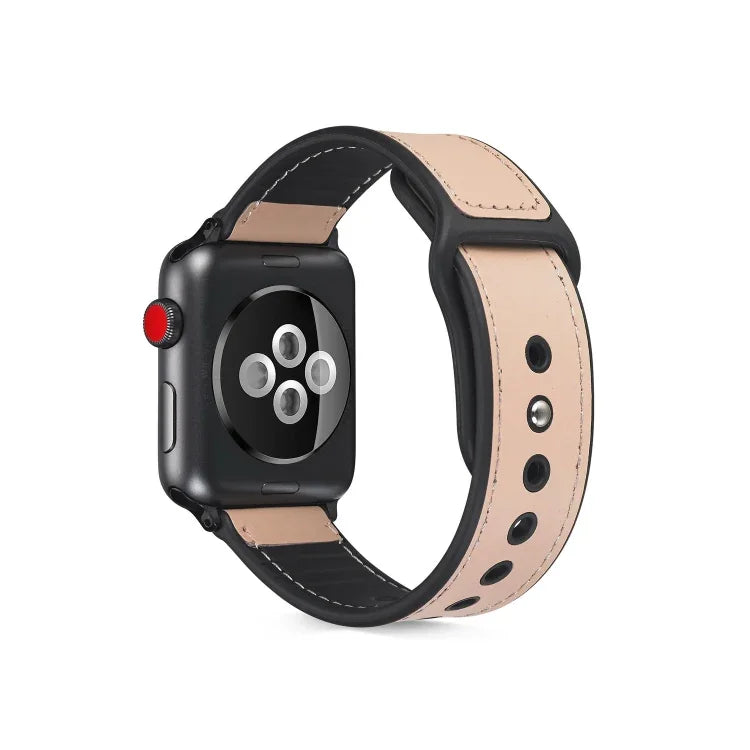 Pulseira de TPU com Couro Colado para Apple Watch Series 6 & SE & 5 & 4 44mm / 3 & 2 & 1 42mm
