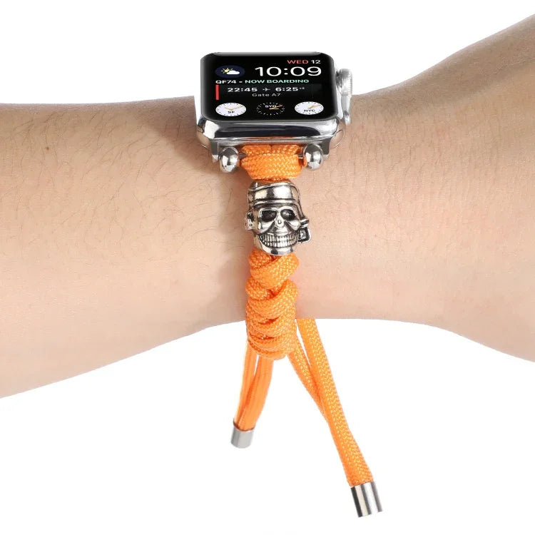 Skull Umbrella Cord Braided Watch Strap, For Apple Watch Ultra 49mm / Series 8&7 45mm / SE 2&6&SE&5&4 44mm / 3&2&1 42mm, For Apple Watch Series 8&7 41mm / SE 2&6&SE&5&4 40mm / 3&2&1 38mm                                                                  ...