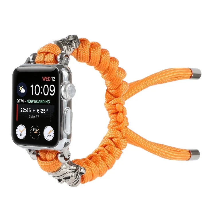 Correia de Relógio Trançada em Cordão de Guarda-chuva com Caveira, Para Apple Watch Ultra 49mm / Series 8&7 45mm / SE 2&6&SE&5&4 44mm / 3&2&1 42mm, Para Apple Watch Series 8&7 41mm / SE 2&6&SE&5&4 40mm / 3&2&1 38mm