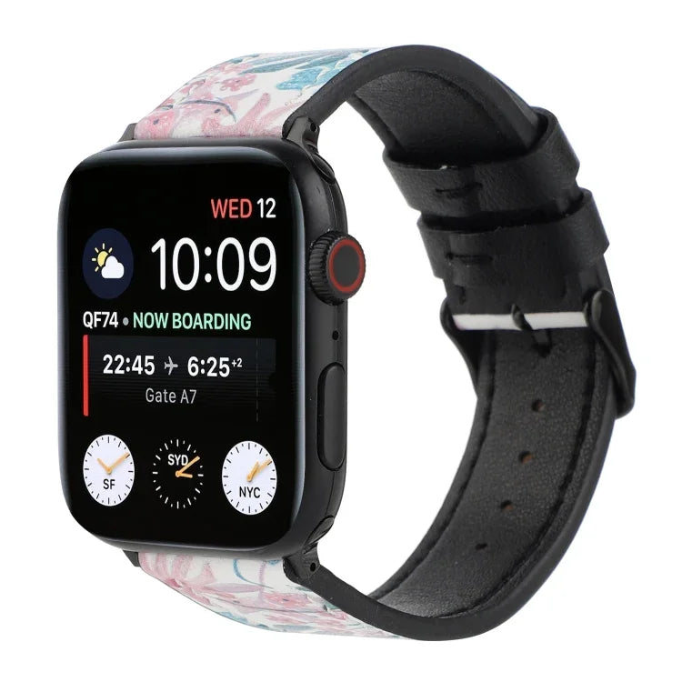 Correia de Relógio em Pele Estampada, Para Apple Watch Series 7 45mm / 6 & SE & 5 & 4 44mm / 3 & 2 & 1 42mm, Para Apple Watch Series 8&7 41mm / SE 2&6&SE&5&4 40mm / 3&2&1 38mm, Para Apple Watch PSeries 7 41mm / 6 & SE & 5 & 4 40mm / 3 & 2 & 1 38mm