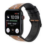 Printed Leather Watch Strap, For Apple Watch Series 7 45mm / 6 & SE & 5 & 4 44mm / 3 & 2 & 1 42mm, For Apple Watch Series 8&7 41mm / SE 2&6&SE&5&4 40mm / 3&2&1 38mm, For Apple Watch PSeries 7 41mm / 6 & SE & 5 & 4 40mm / 3 & 2 & 1 38mm                 ...