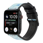 Printed Leather Watch Strap, For Apple Watch Series 7 45mm / 6 & SE & 5 & 4 44mm / 3 & 2 & 1 42mm, For Apple Watch Series 8&7 41mm / SE 2&6&SE&5&4 40mm / 3&2&1 38mm, For Apple Watch PSeries 7 41mm / 6 & SE & 5 & 4 40mm / 3 & 2 & 1 38mm                 ...